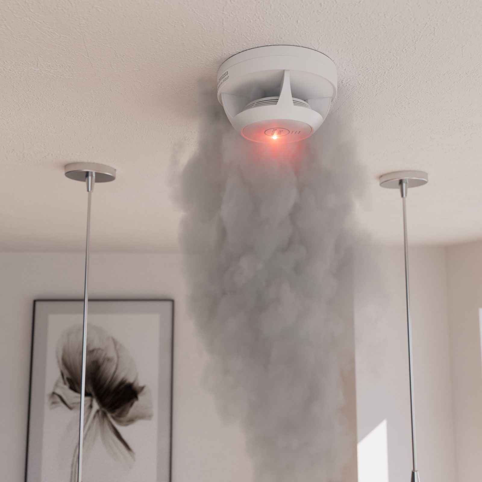 Rauchwarnmelder schlägt bei Rauchentwicklung Alarm